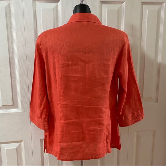 Tabi Boho Linen Shirt Tunic Women’s Size Medium Burnt Orange - Picture 2 of 10